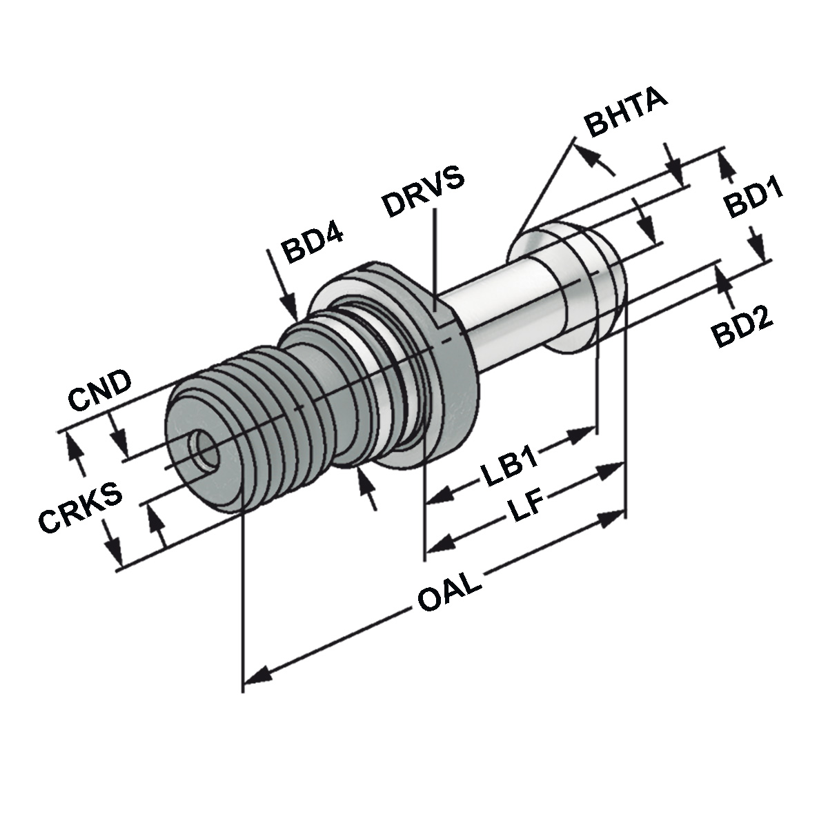 Technische Zeichnung Anzugsbolzen M12 MAS/BT 45° Fanuc von Kemmler