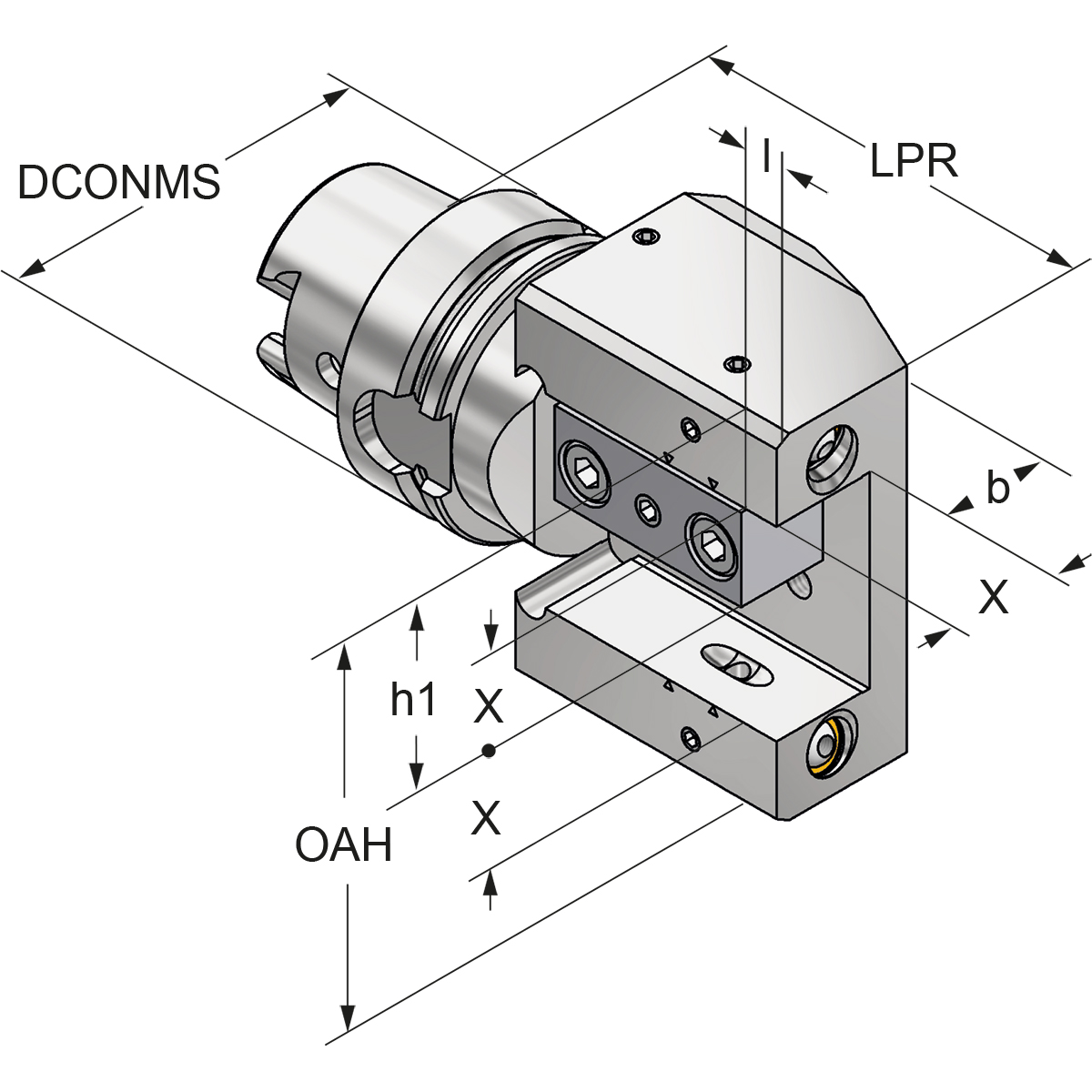 Technische Zeichnung Multi-Drehhalter HSK 63-20-112 mit IK von Kemmler