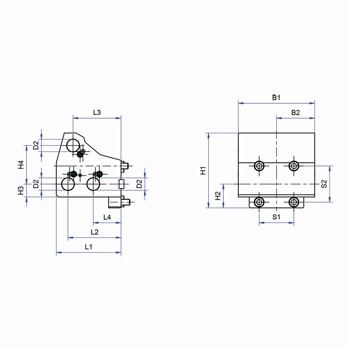 Technische Zeichnung Zylinderschaftaufnahme 6x Spann-Ø25mm BMT65 von Kemmler
