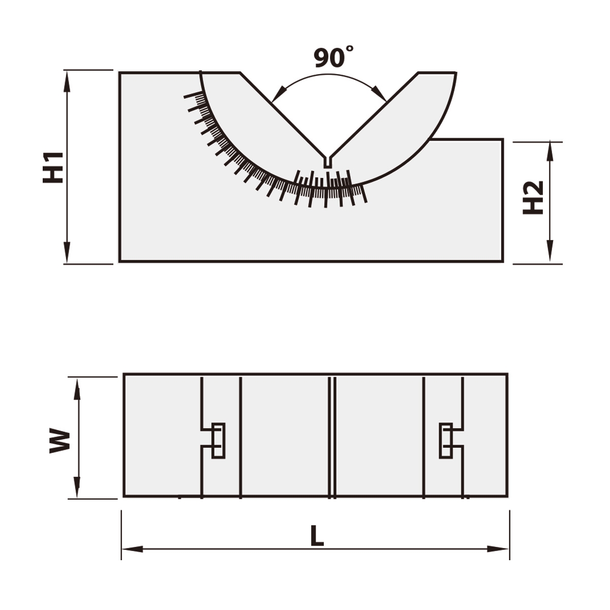 Technische Zeichnung Winkelprisma, einstellbar 102x30x49x30 von Kemmler
