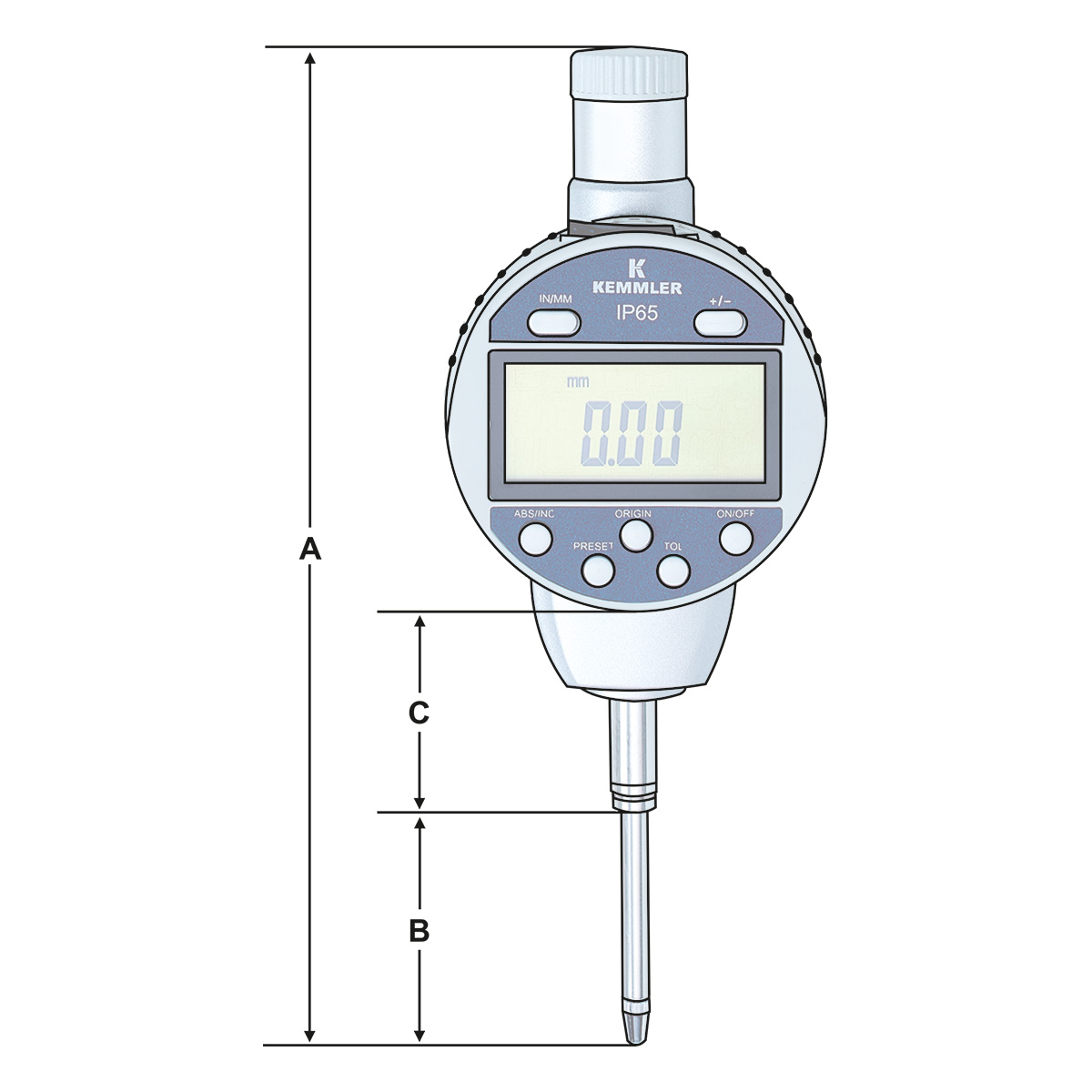 Technische Zeichnung Digitale Messuhr 0-50mm | 0,001mm von Kemmler