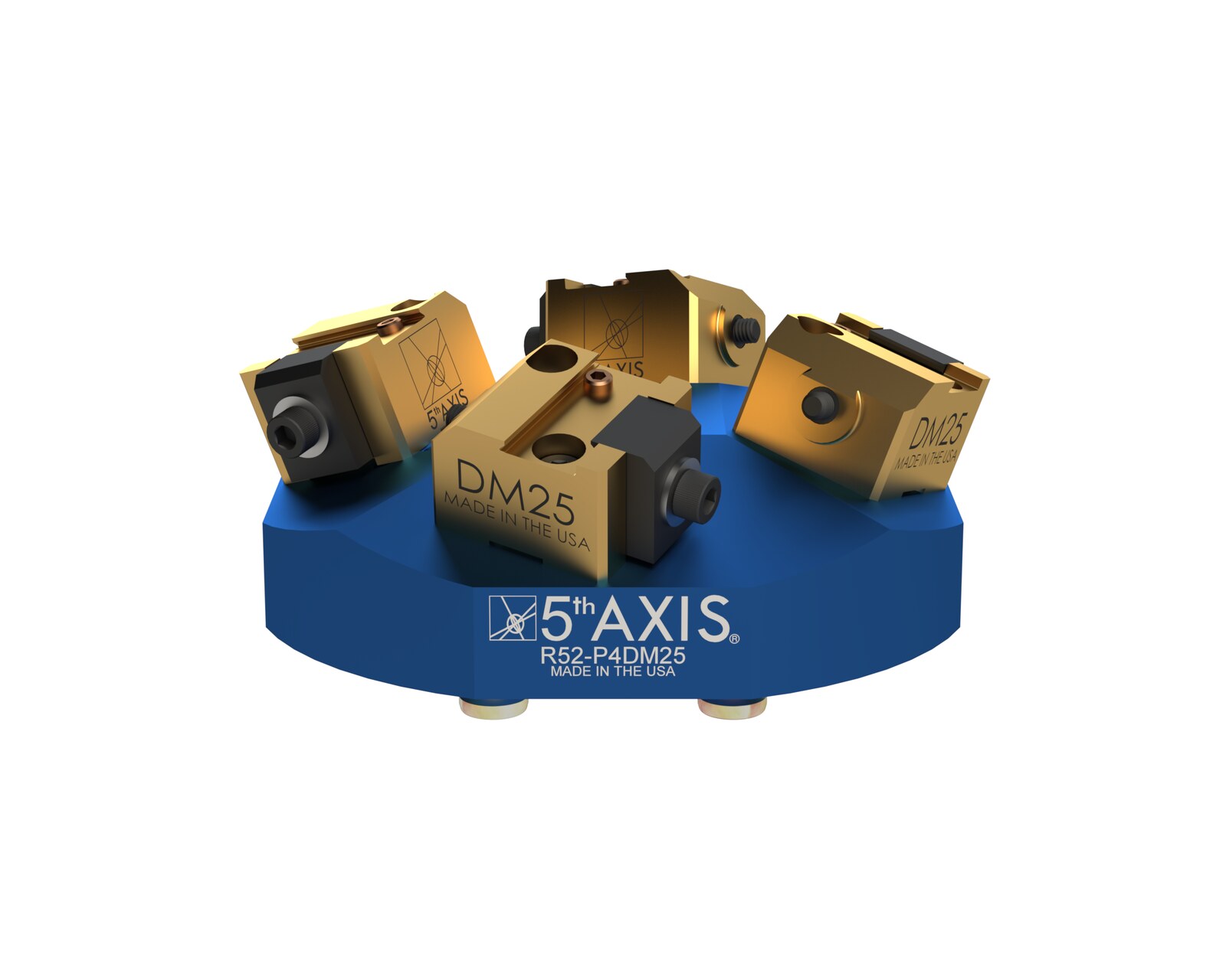 Schwalbenschwanz-Spannvorrichtung - metrisch Pyramide mit 4xDM25 Ø152mm x 65mm 52mm - RockLock 1 Stk. P4DM25 [Erhöhte Pyramide] 4 Stk. DM25 [Spannvorrichtung] 4 Stk. PS16F [Aufnahmebolzen]