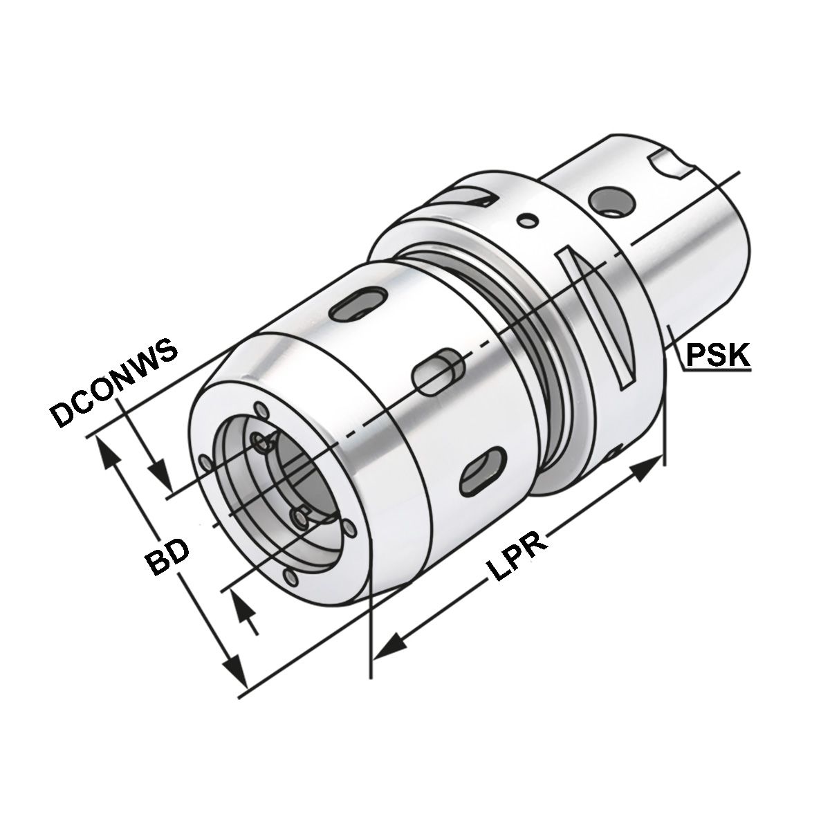 Technische Zeichnung Kraftspannfutter PSK 63-32-85 ISO 26623 von Kemmler