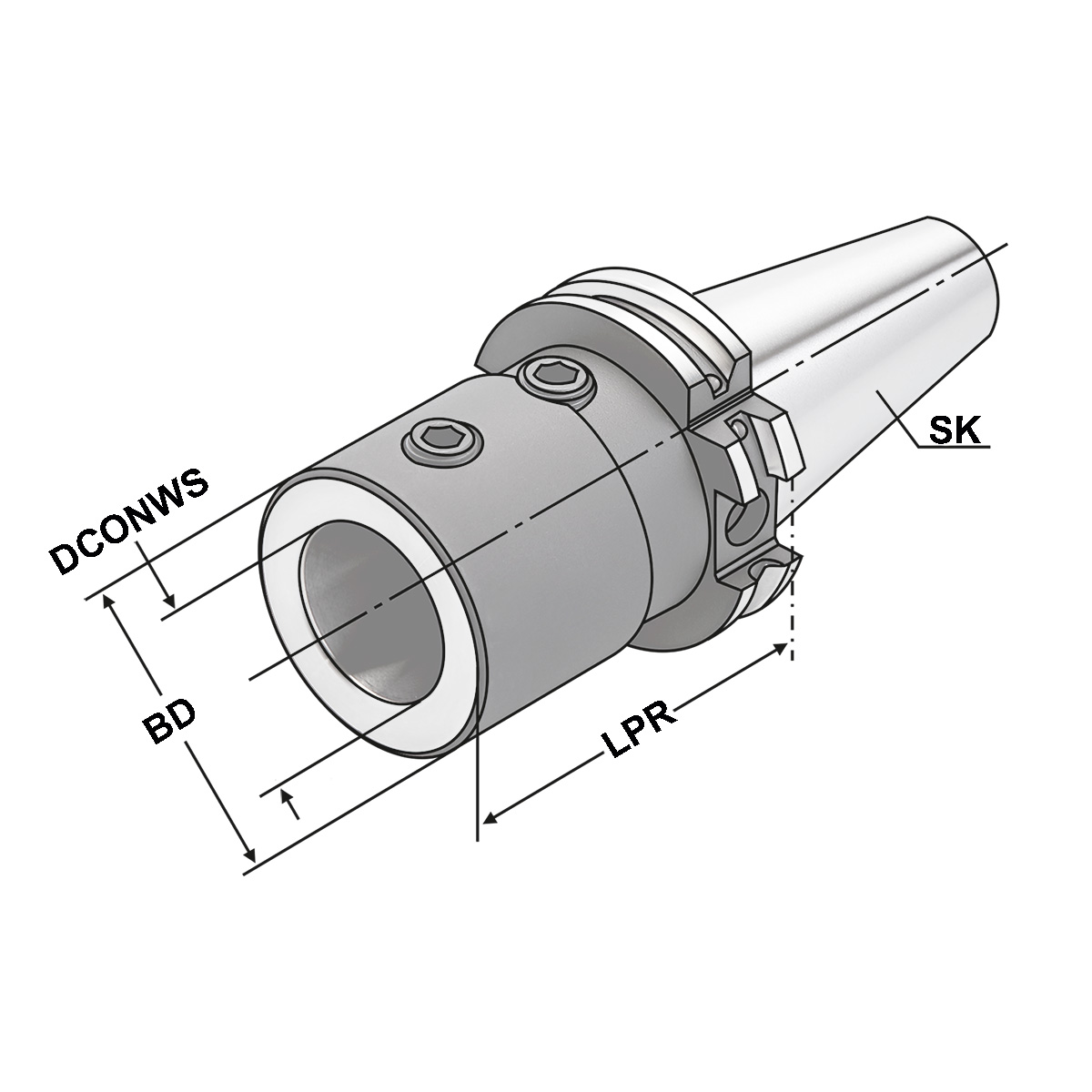 Technische Zeichnung Bohrerhalter SK 40-20-65 DIN 69871 AD/B von Kemmler