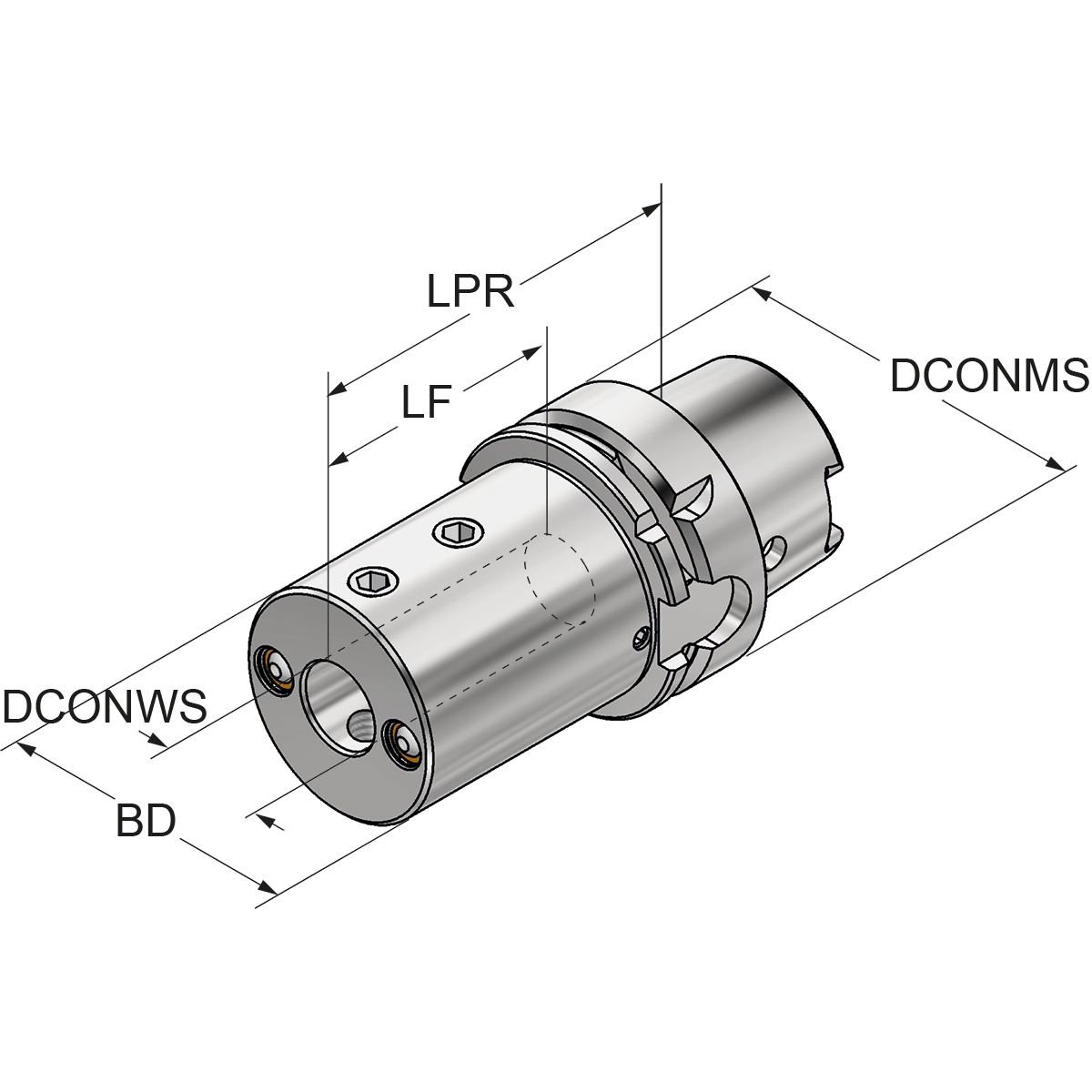 Technische Zeichnung Bohrstangenhalter HSK 63-20-90 von Kemmler