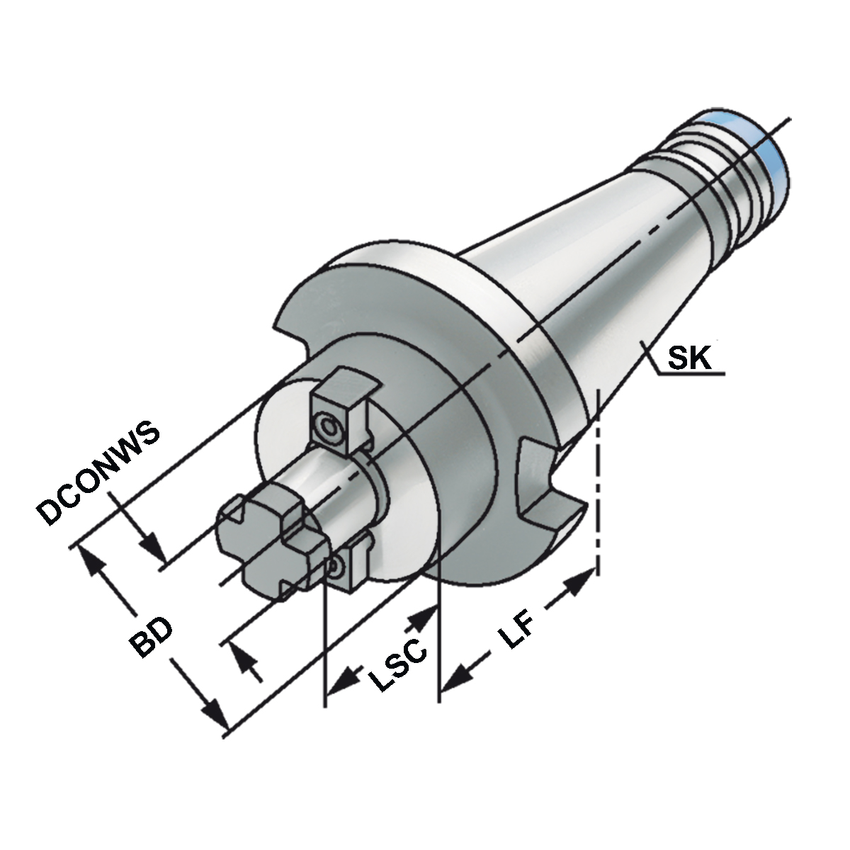 Technische Zeichnung Quernut-Aufsteckdorn SK 40-22-30 DIN 2080 von Kemmler