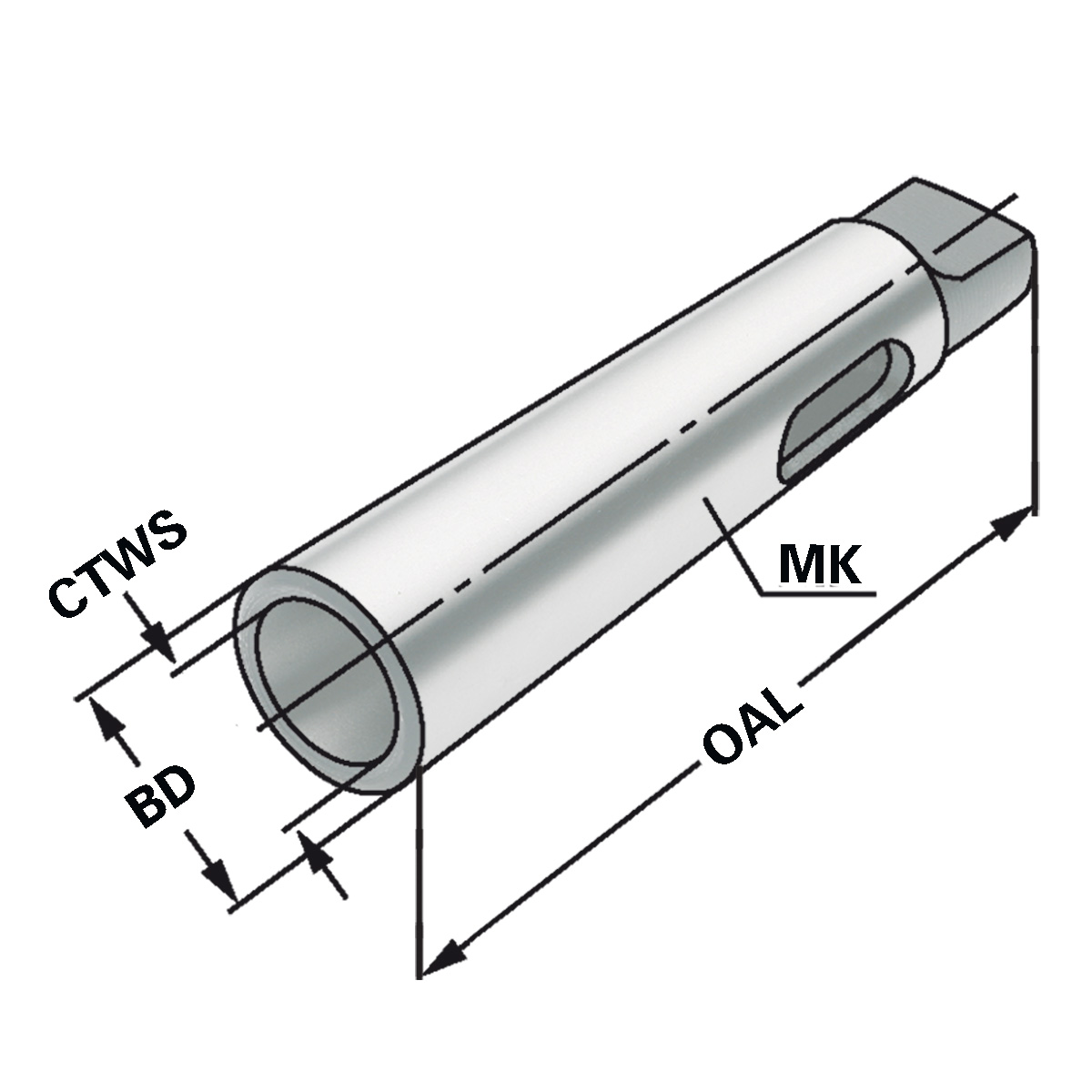 Technische Zeichnung Reduzierhülsen MK 3 - MK 2 von Kemmler