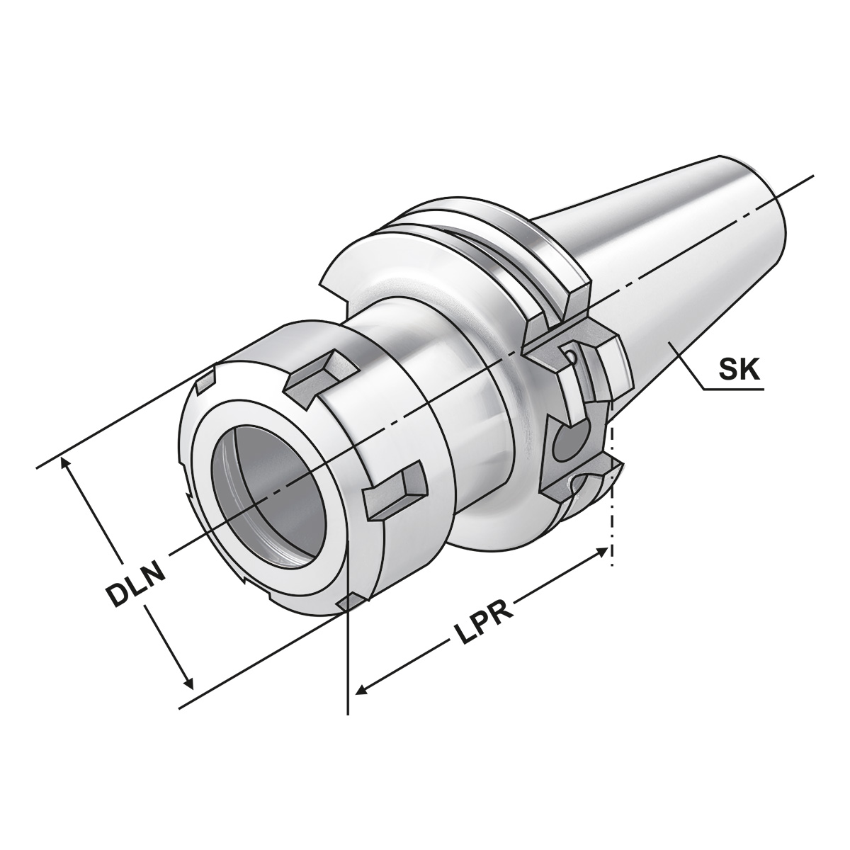 Technische Zeichnung Spannfutter SK 40-1/10-160 ER16 | SK-DC | AD/AF von Kemmler