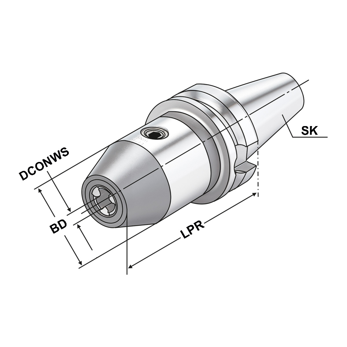 Technische Zeichnung CNC-Bohrfutter BT 30- 1/13-93 MAS/BT von Kemmler