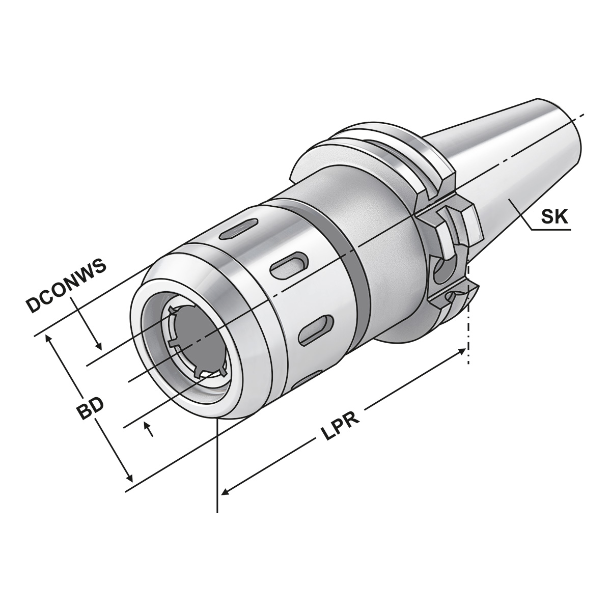Technische Zeichnung Kraftspannfutter SK 40-20-90 | SK-DC | AD/AF von Kemmler