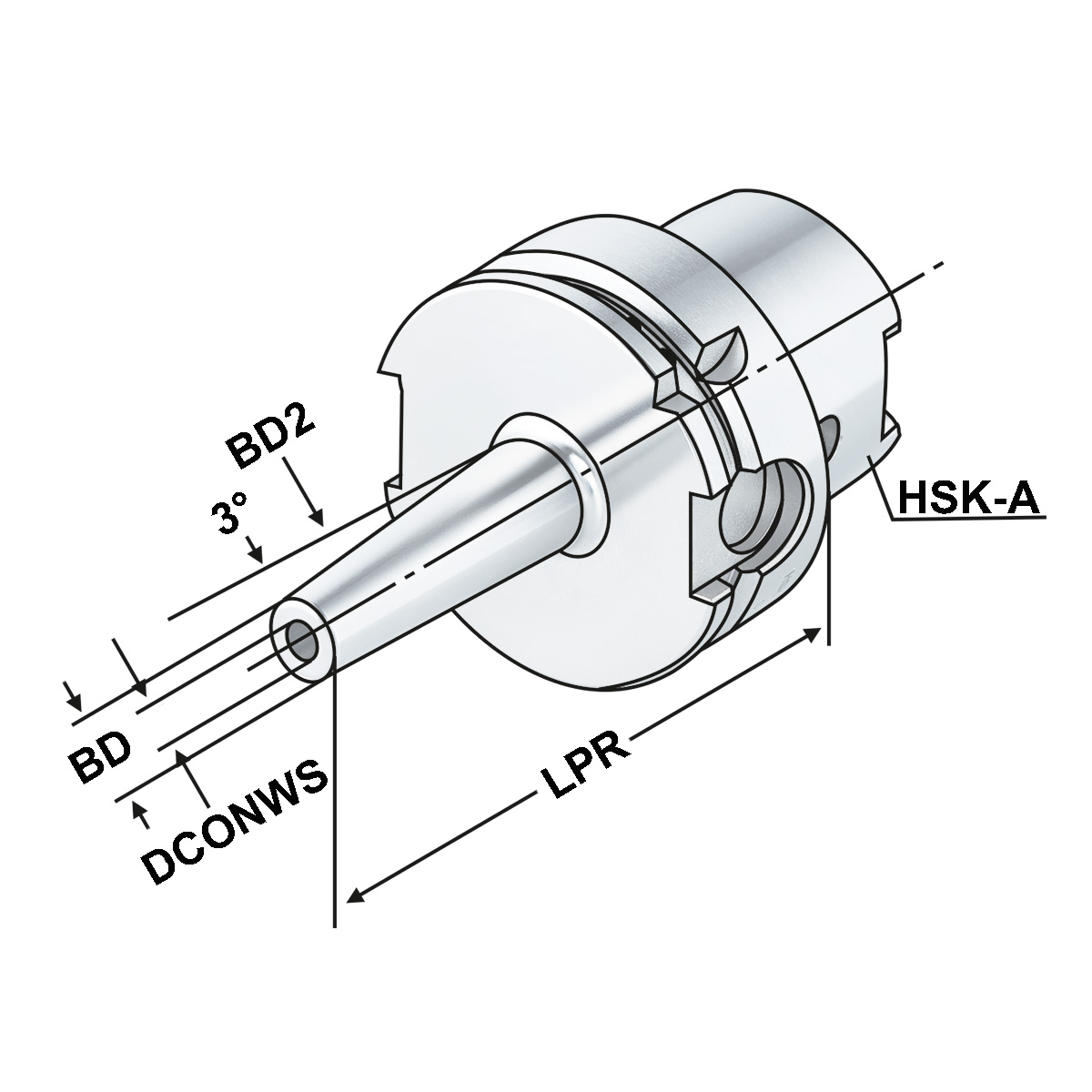 Technische Zeichnung Schrumpffutter HSK 63-10-120 DIN 69893-A schlank von Kemmler