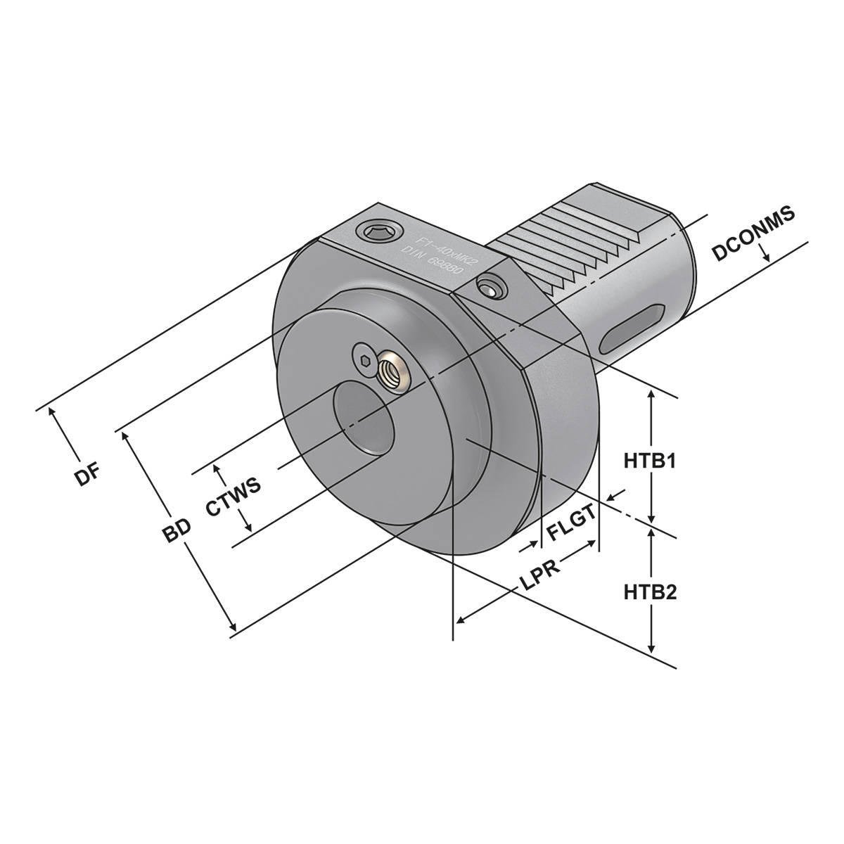Technische Zeichnung MK-Bohrerhalter F1-25xMK2 DIN 69880 von Kemmler