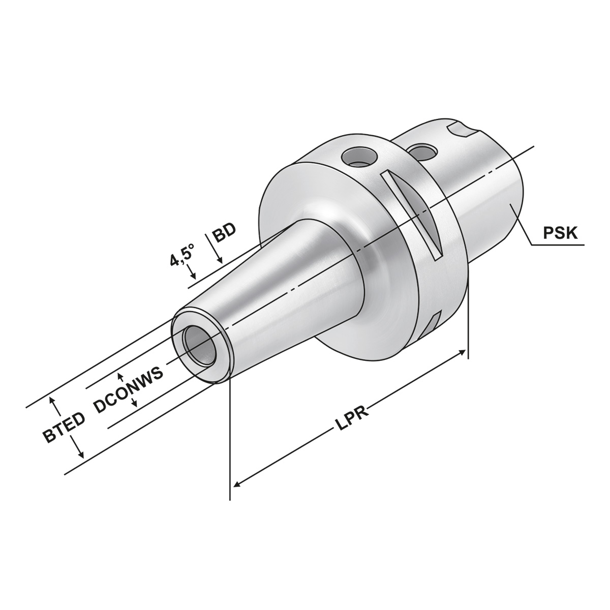 Technische Zeichnung Schrumpffutter PSK 40-16-80 ISO 26623 von Kemmler