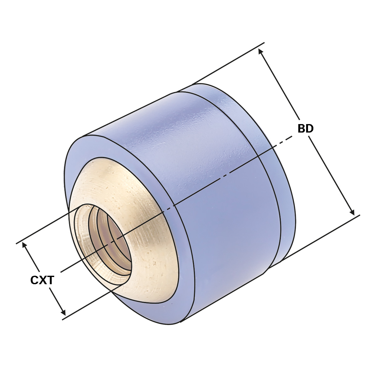 Technische Zeichnung Kunststoff-Kugelspritzdüsen 8 mm von Kemmler