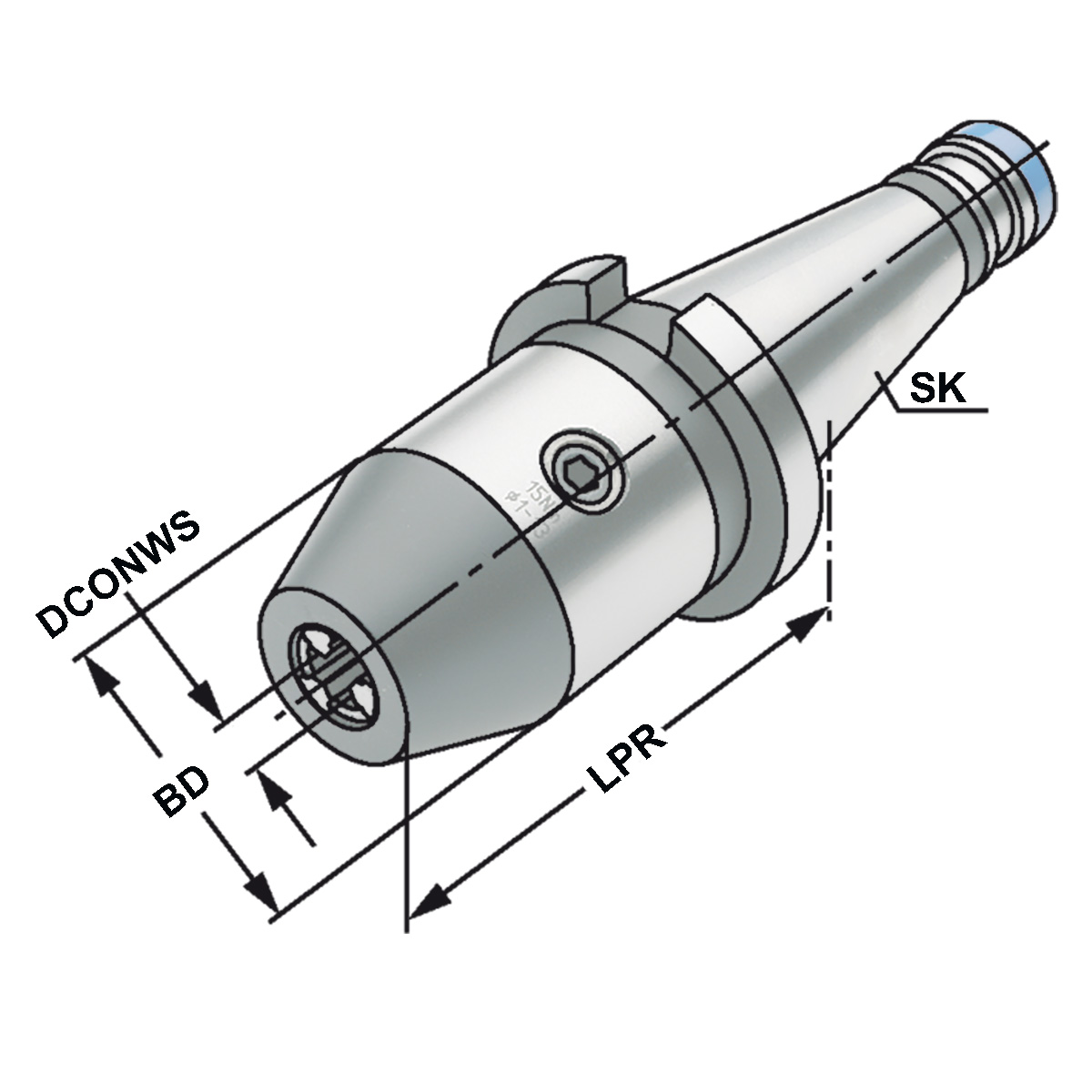 Technische Zeichnung CNC-Bohrfutter SK 30-1/13-99 DIN 2080 von Kemmler