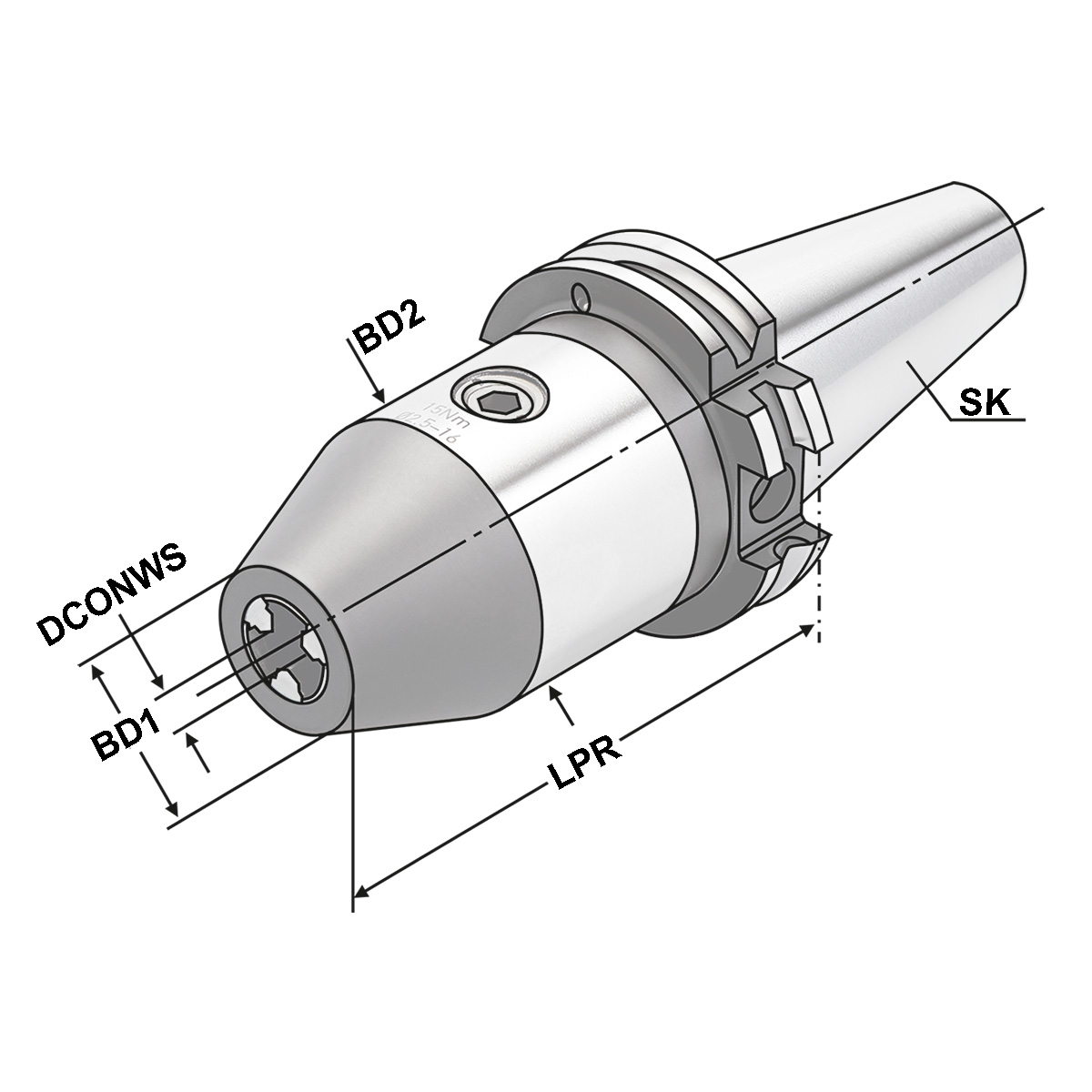 Technische Zeichnung CNC-Bohrfutter SK 30-1/13-111 von Kemmler