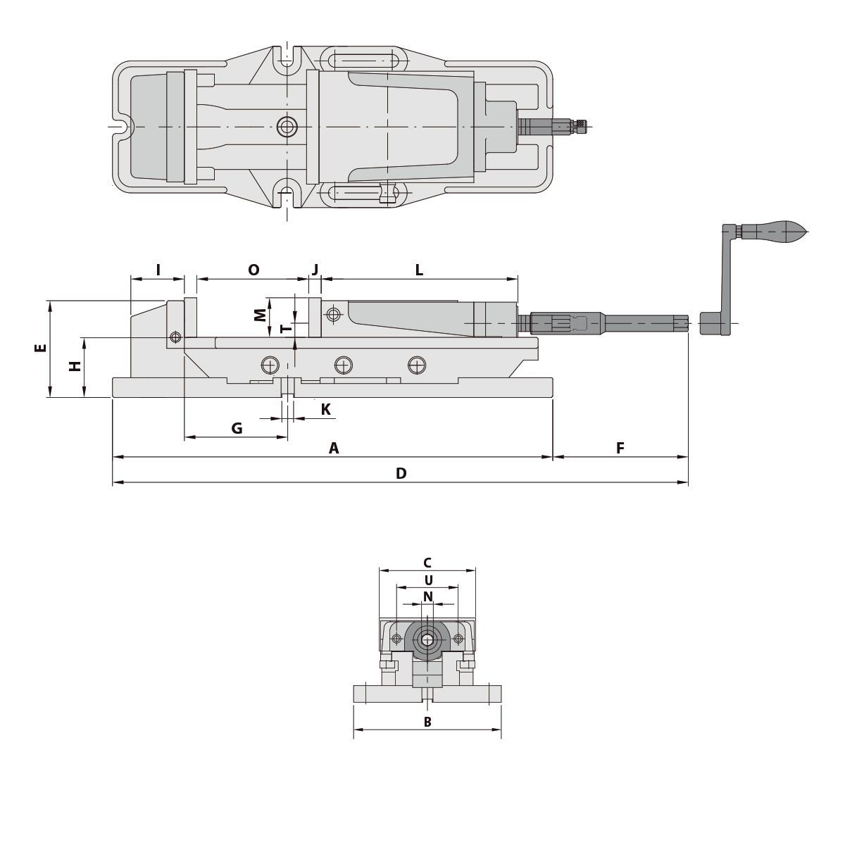 Technische Zeichnung Präzsionsschraubstock HP-60A von Kemmler