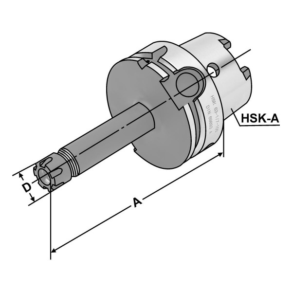 Technische Zeichnung Spannfutter HSK 63-1/10-160 ER16 - Mini von Kemmler