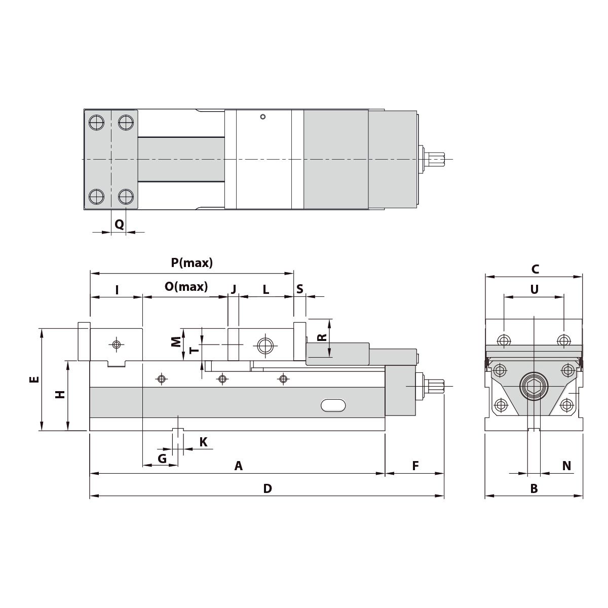 Technische Zeichnung Präzisionsschraubstock AVL-160G/HV von Kemmler