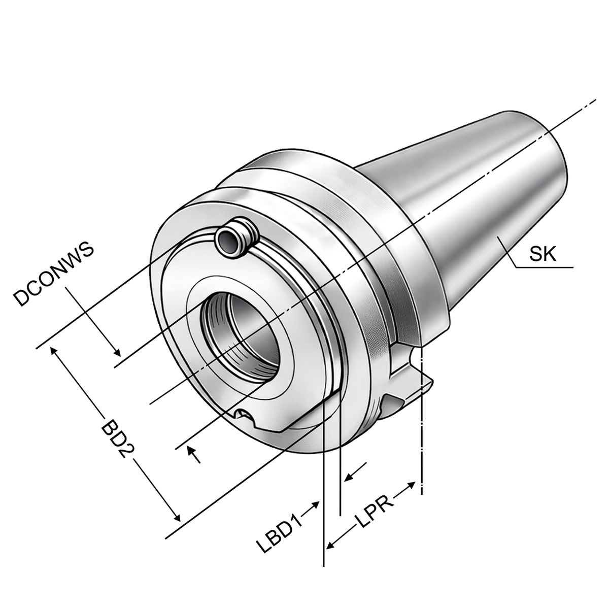 Technische Zeichnung Hydro-Dehnspannfutter BT 40-20-32,5 von Kemmler
