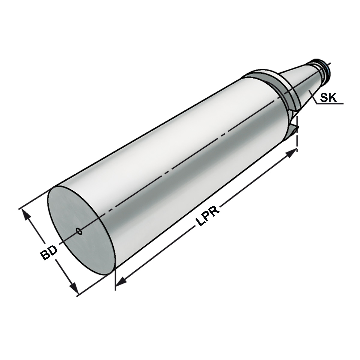 Technische Zeichnung Bohrstangenrohling SK 40-63-250 DIN 2080 von Kemmler