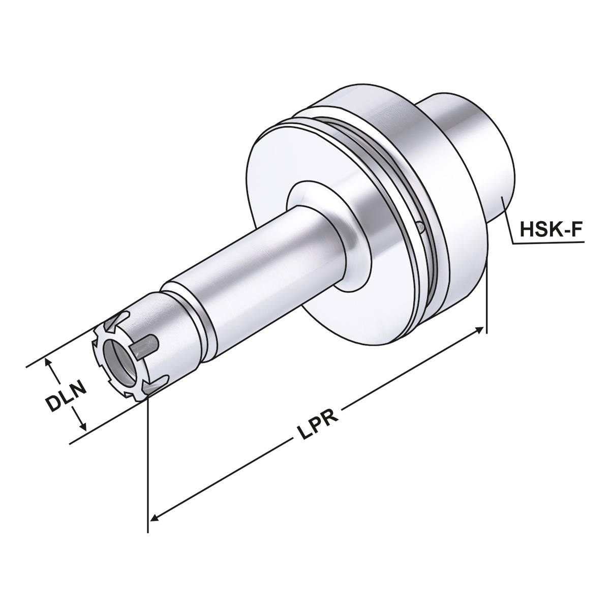 Technische Zeichnung Spannfutter HSK 63-1/10-100|ER16|Mini DIN 69893-F von Kemmler