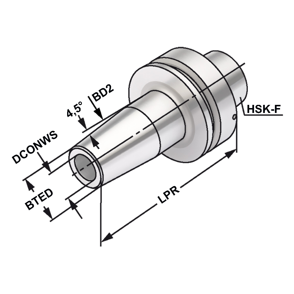 Technische Zeichnung Schrumpffutter HSK 63-20-120 DIN 69893-F von Kemmler