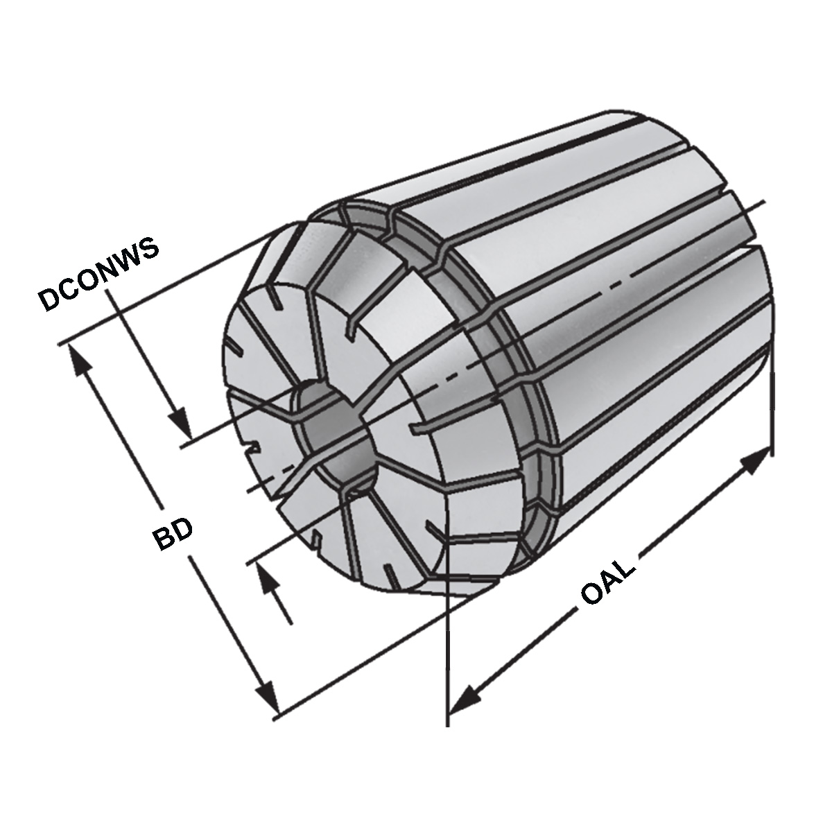 Technische Zeichnung Spannzangen ER11 | 4008E | Ø 4,5 - 4,0 von Kemmler