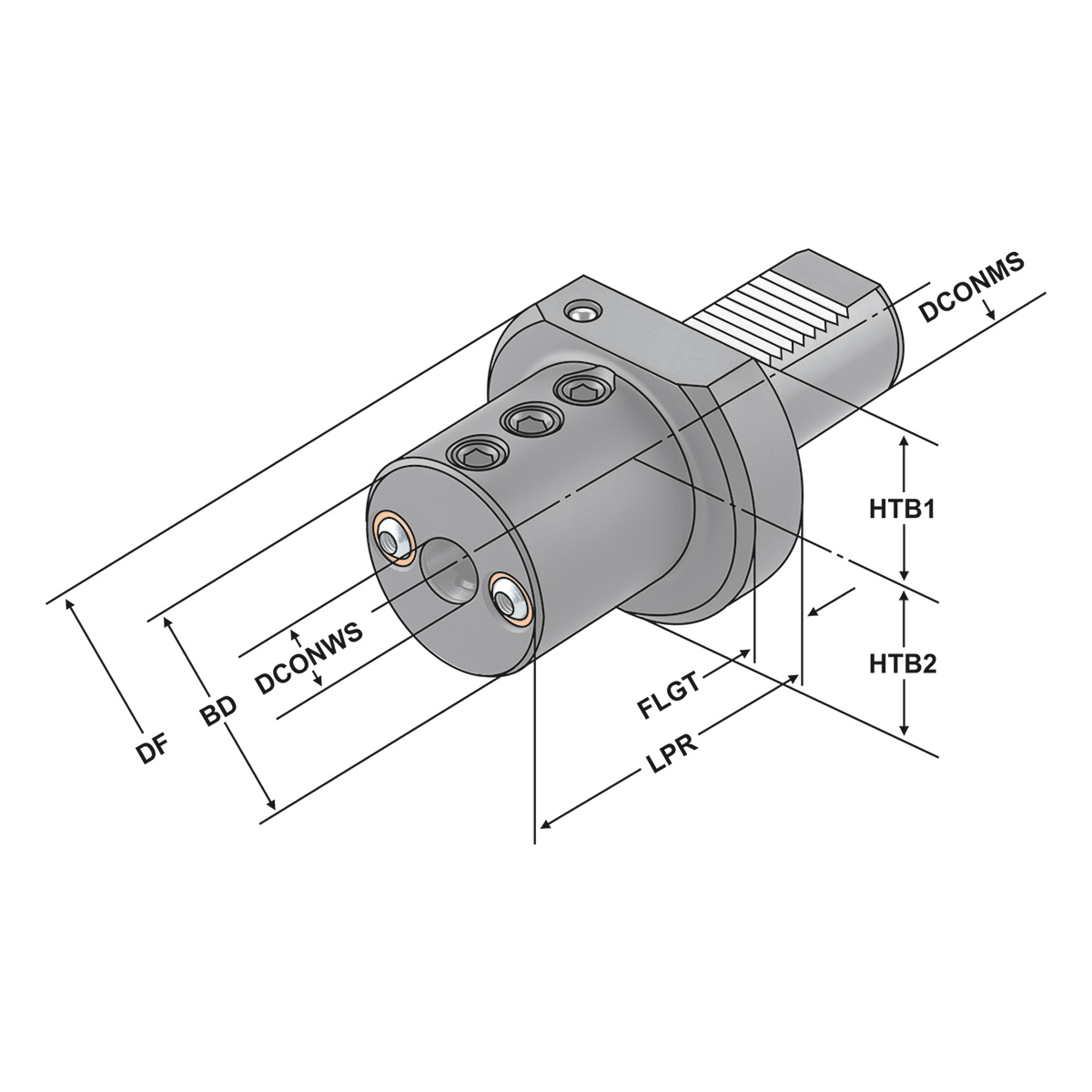 Technische Zeichnung Bohrstangenhalter E2-40x08 DIN 69880 von Kemmler