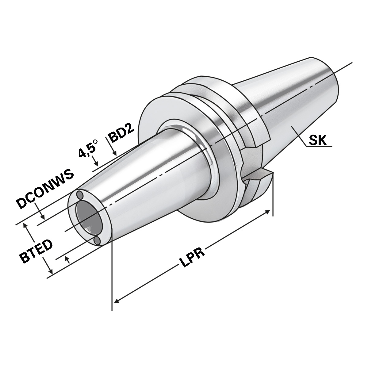 Technische Zeichnung Schrumpffutter BT 40-08-90 MAS/BT von Kemmler