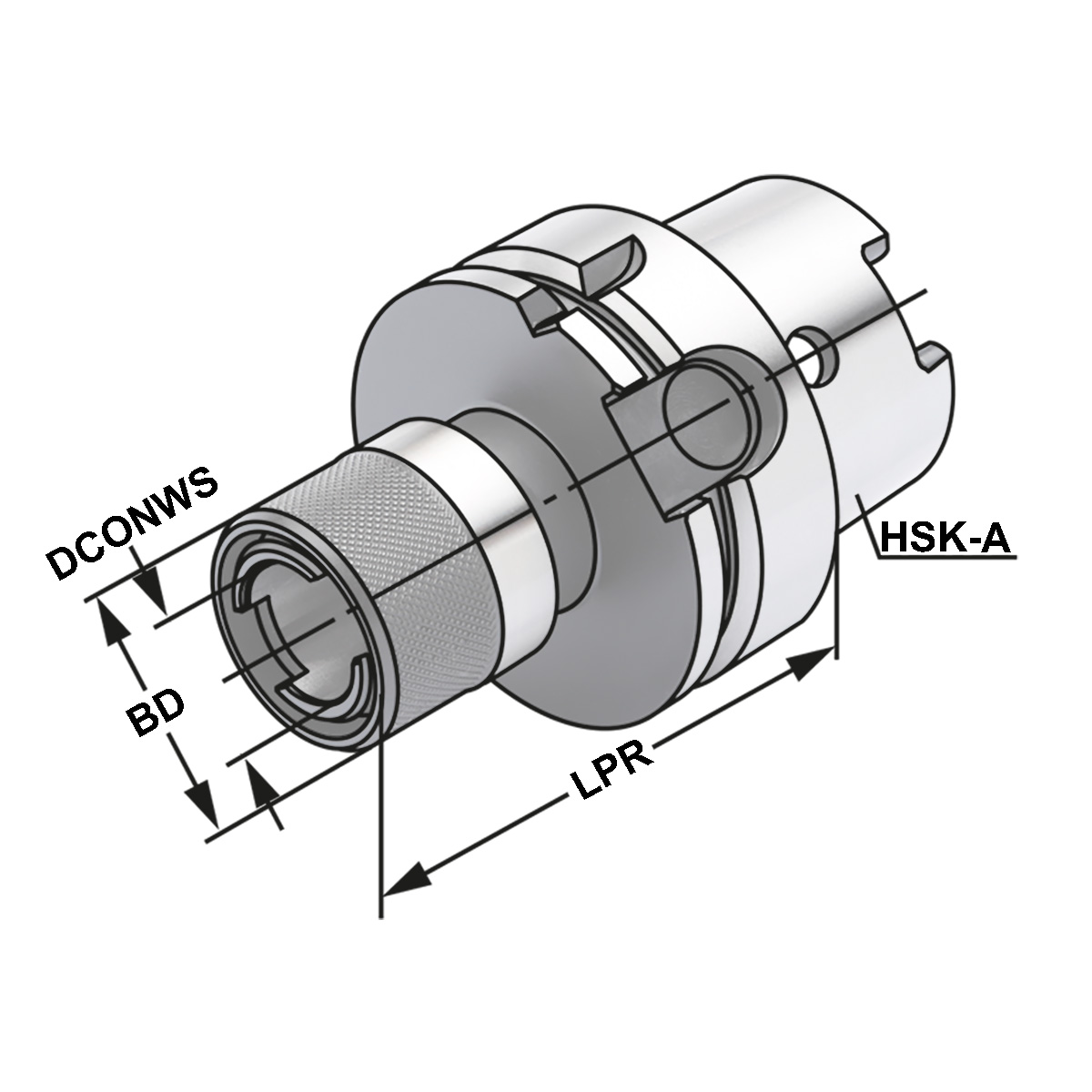 Technische Zeichnung Gewindeschneidfutter HSK 100 M14-M36 69893-A von Kemmler