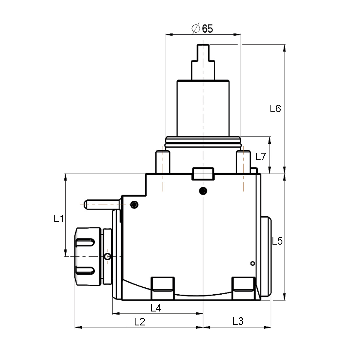 Technische Zeichnung Radial- Bohr- u. Fräskopf BMT65 IK von Kemmler