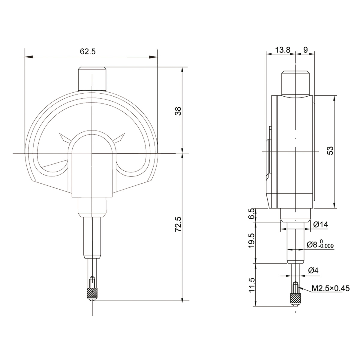 Technische Zeichnung Präzisions Messuhr analog von Kemmler