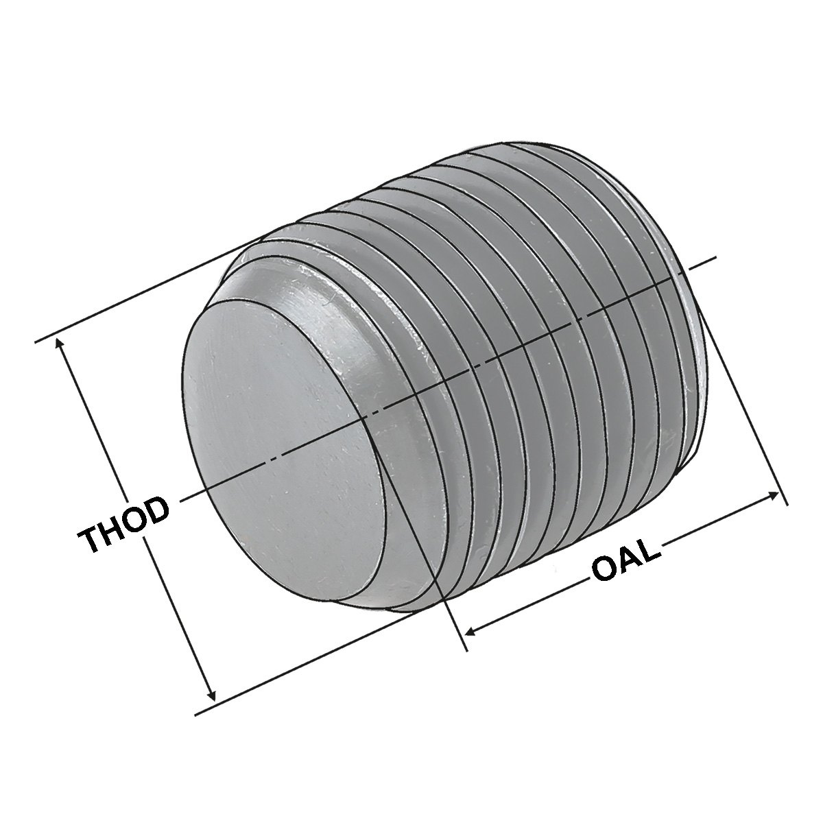 Technische Zeichnung Spannschr. M12x1x12 ohne Spitze D 25/32 von Kemmler