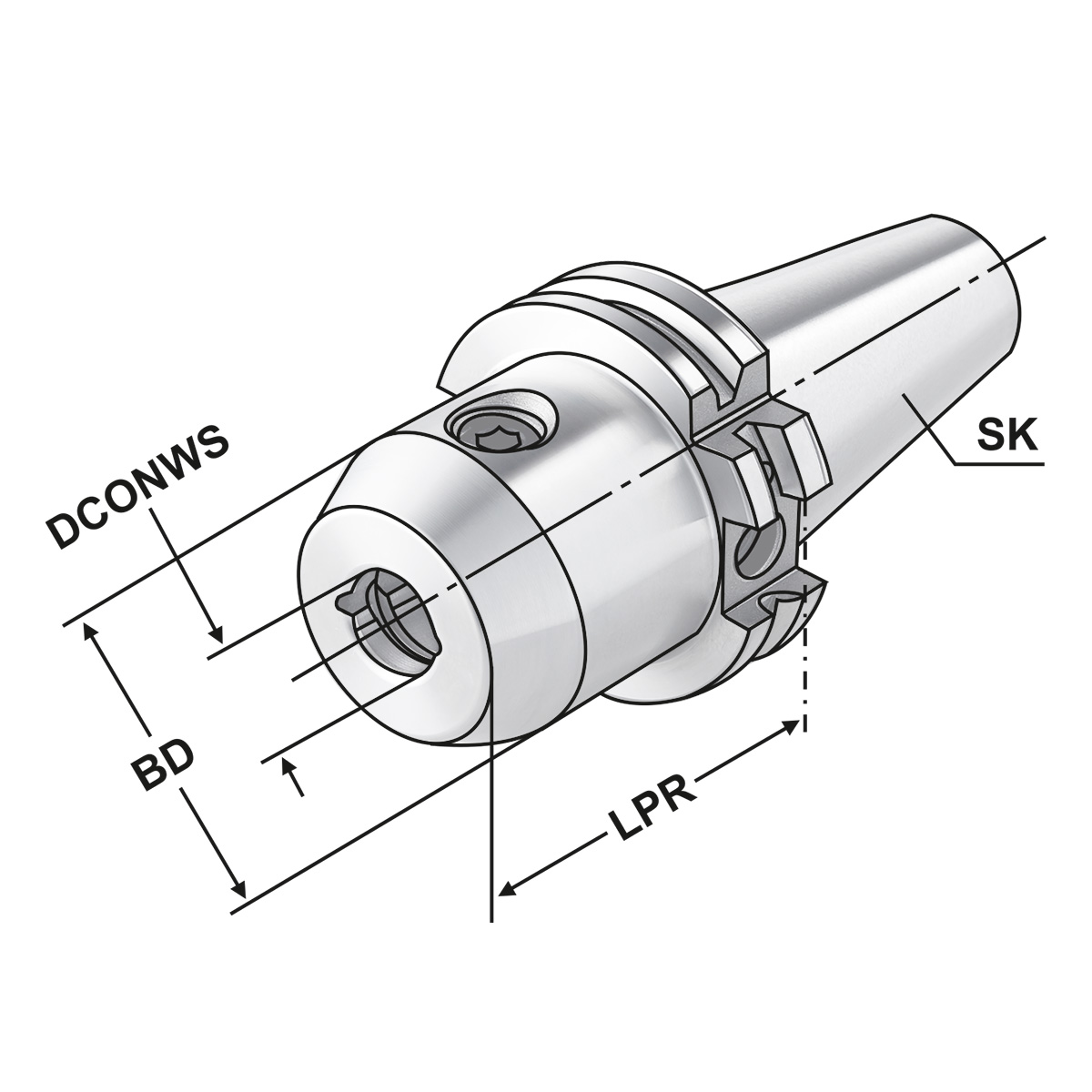 Technische Zeichnung Fräseraufnahme SK 40-20-63 | SK-DC | AD/AF von Kemmler