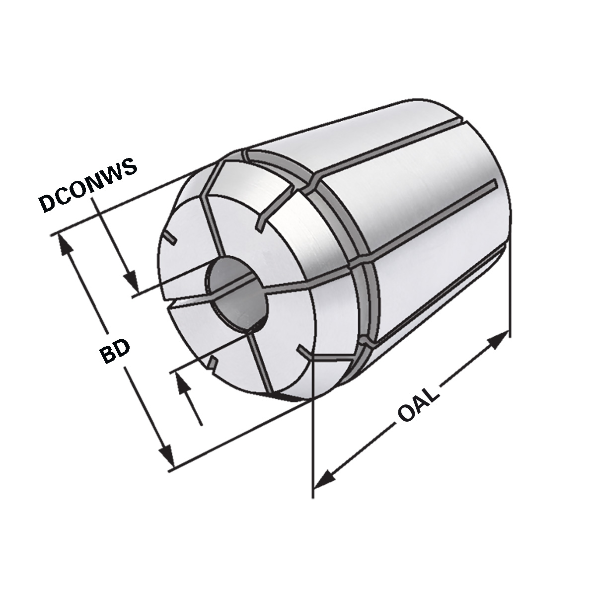 Technische Zeichnung Spannzangen 430G/ER25 | 3,5 x 2,7mit Innenvierkant von Kemmler