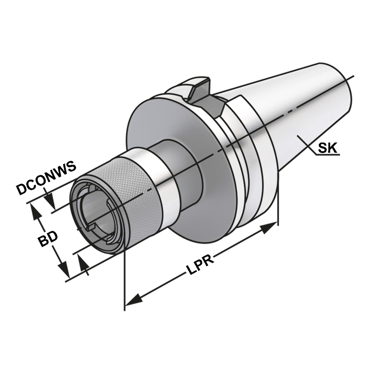 Technische Zeichnung Gewindeschneidfutter BT 40 - M14-M36 - Gr.3 von Kemmler