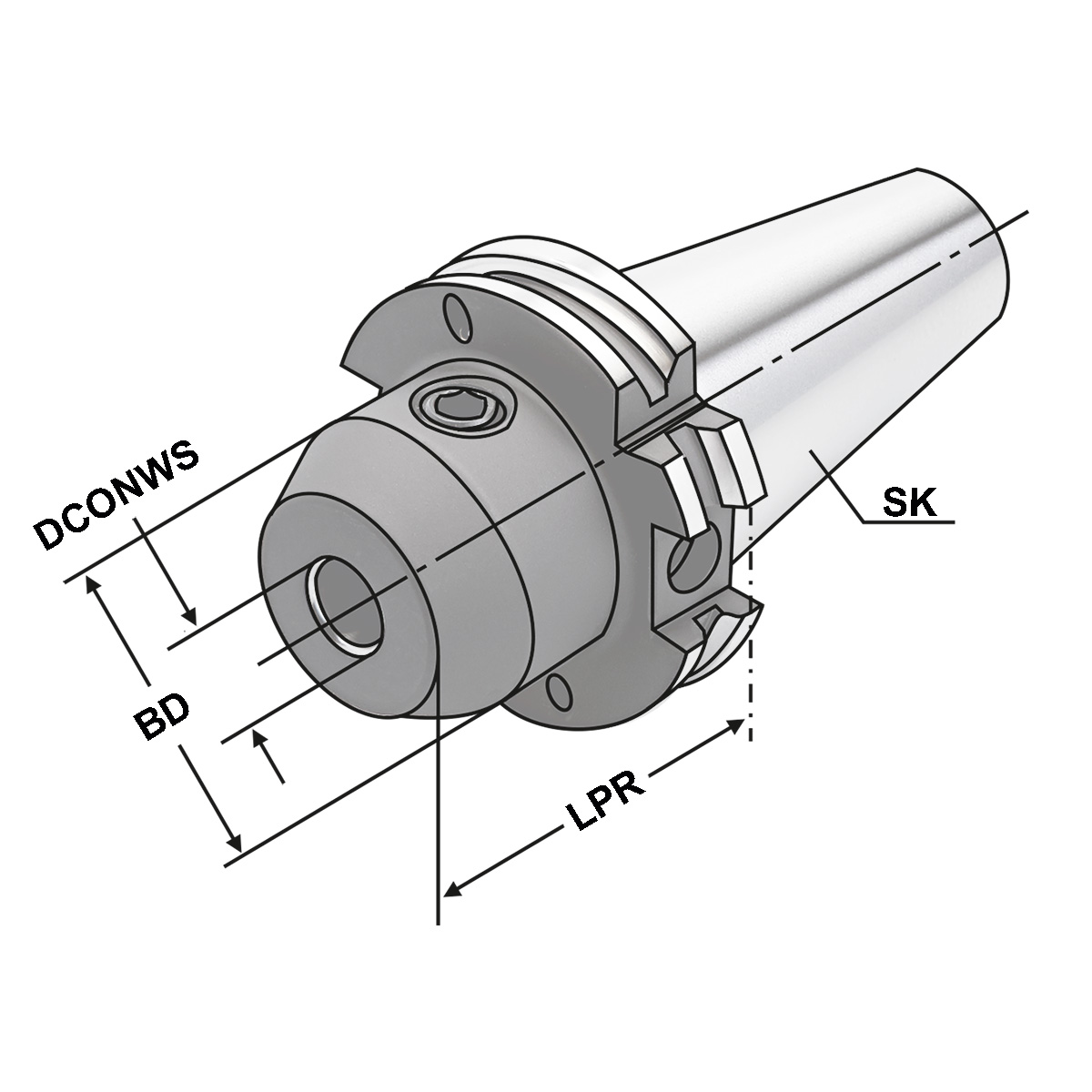 Technische Zeichnung Fräseraufnahmen SK 40-10-100 von Kemmler