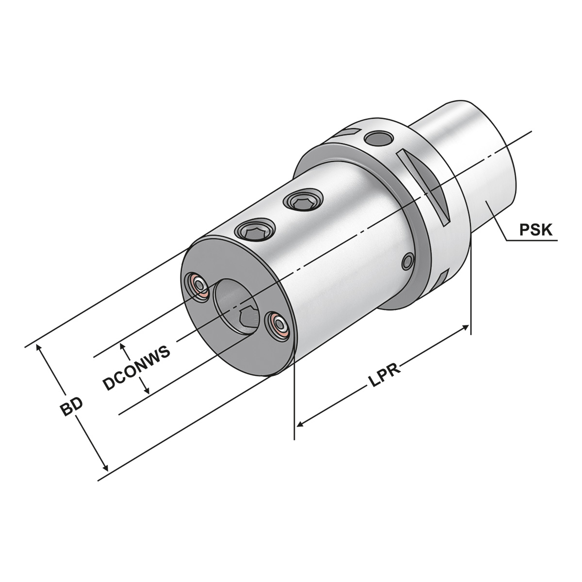 Technische Zeichnung Bohrstangenhalter PSK 63-40-90 ISO 26623 von Kemmler