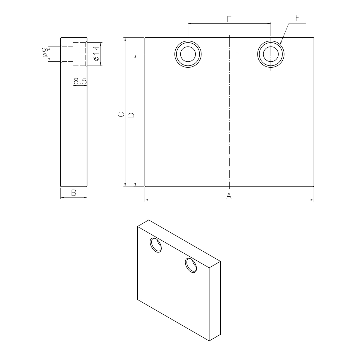 Technische Zeichnung Ersatzbacken (1 Paar-2 Stk.) für ALT-100M/ALT-100L von Kemmler