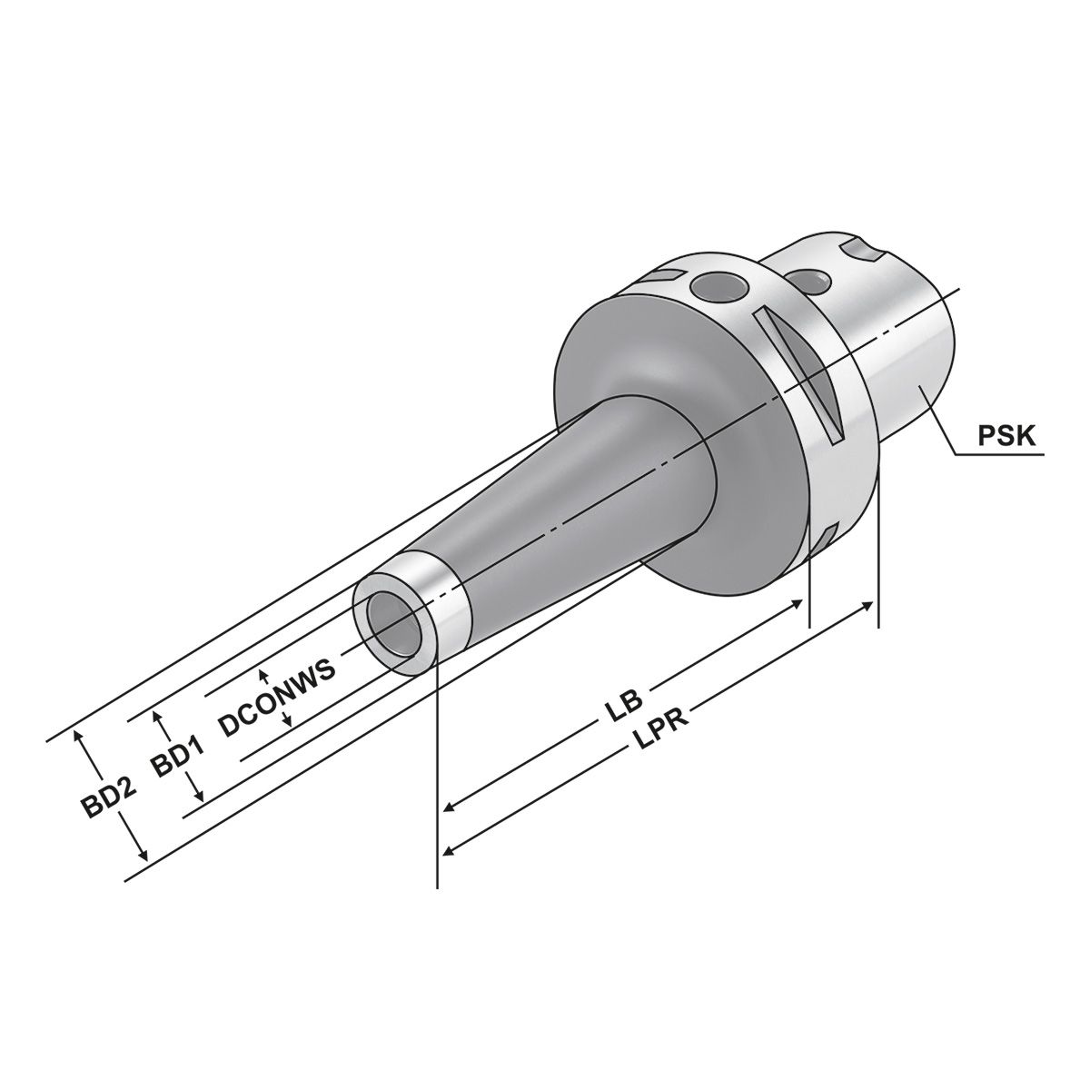Technische Zeichnung Fräsaufnahme für Einschraubfräser PSK 63-M10-105 von Kemmler