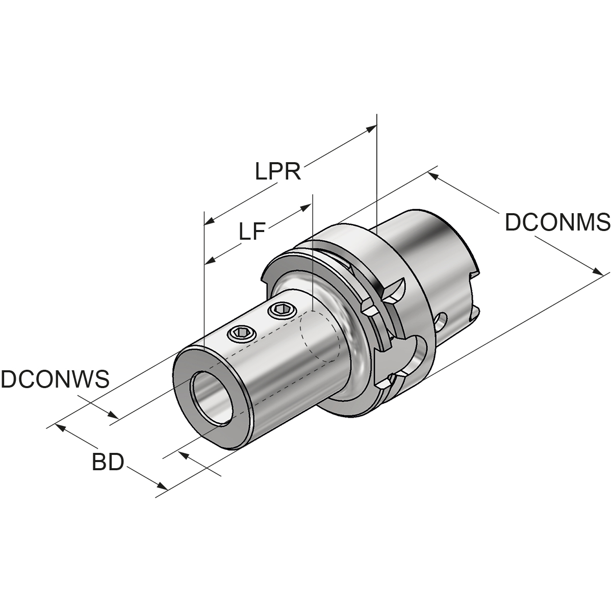 Technische Zeichnung Bohrerhalter für Wendenplattenbohrer HSK 63-40-100 von Kemmler