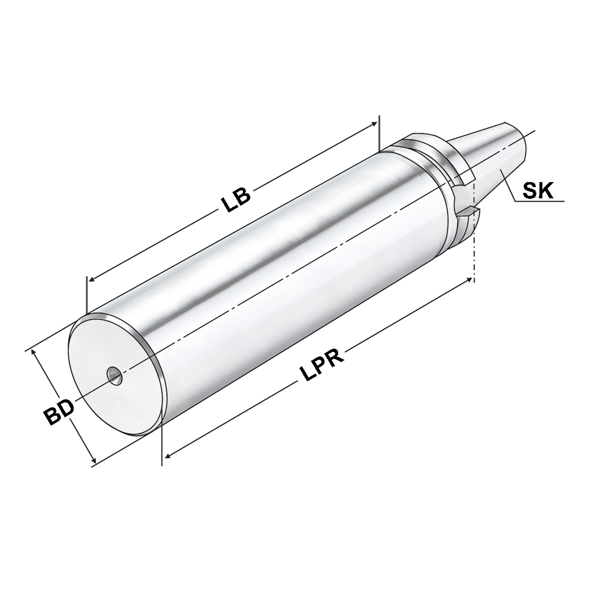 Technische Zeichnung Bohrstangenrohling BT 30-40,5-160 MAS/BT von Kemmler