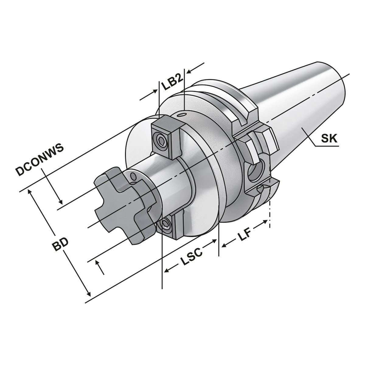 Technische Zeichnung Quernut-Aufsteckdorn SK 40-16-35 | SK-DC | AD/AF von Kemmler
