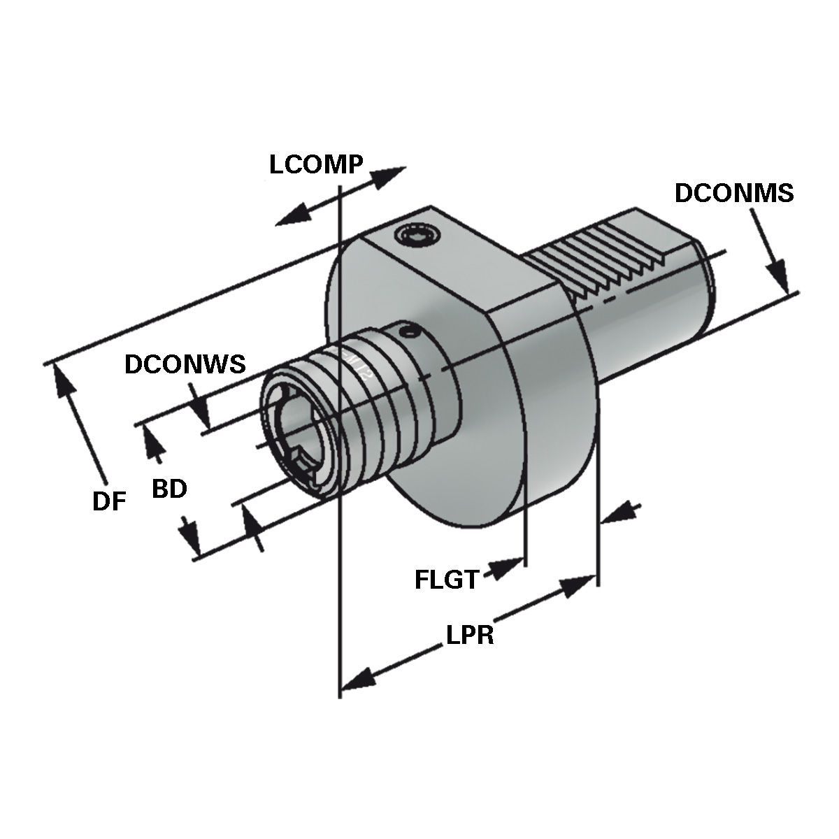 Technische Zeichnung Gewindeschneidfutter 40xM3-M14 DIN69880 von Kemmler