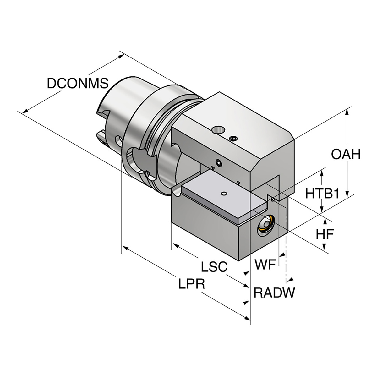 Technische Zeichnung Drehhalter HSK 63-25-110 mit IK von Kemmler