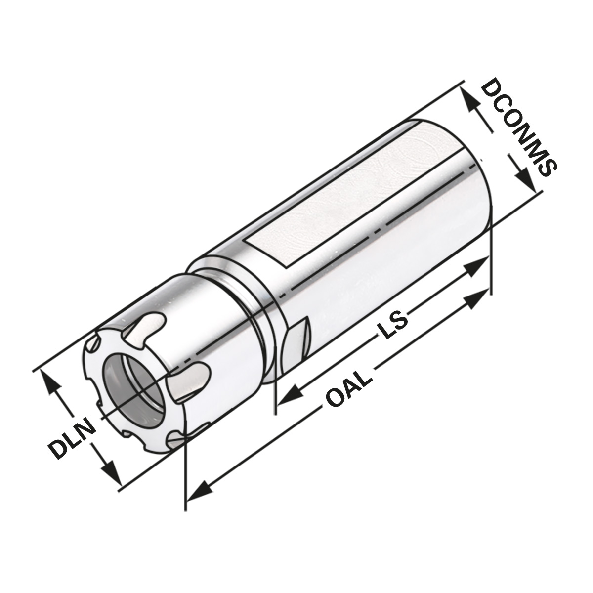 Technische Zeichnung Spannfutter Zylinderschaft ER16-1/10-50 Mini von Kemmler