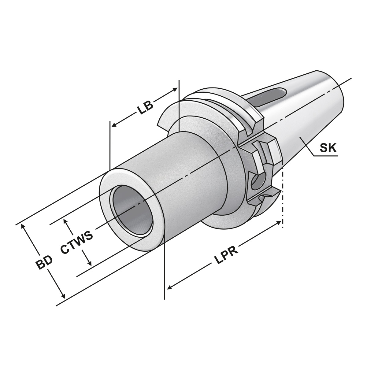 Technische Zeichnung Zwischenhülse SK 40-1-50 | SK-DC | AD/AF von Kemmler