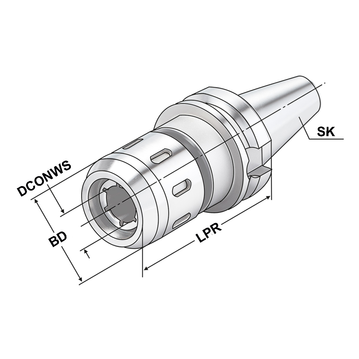Technische Zeichnung Kraftspannfutter BT 40-20-90 MAS-BT AD/B von Kemmler