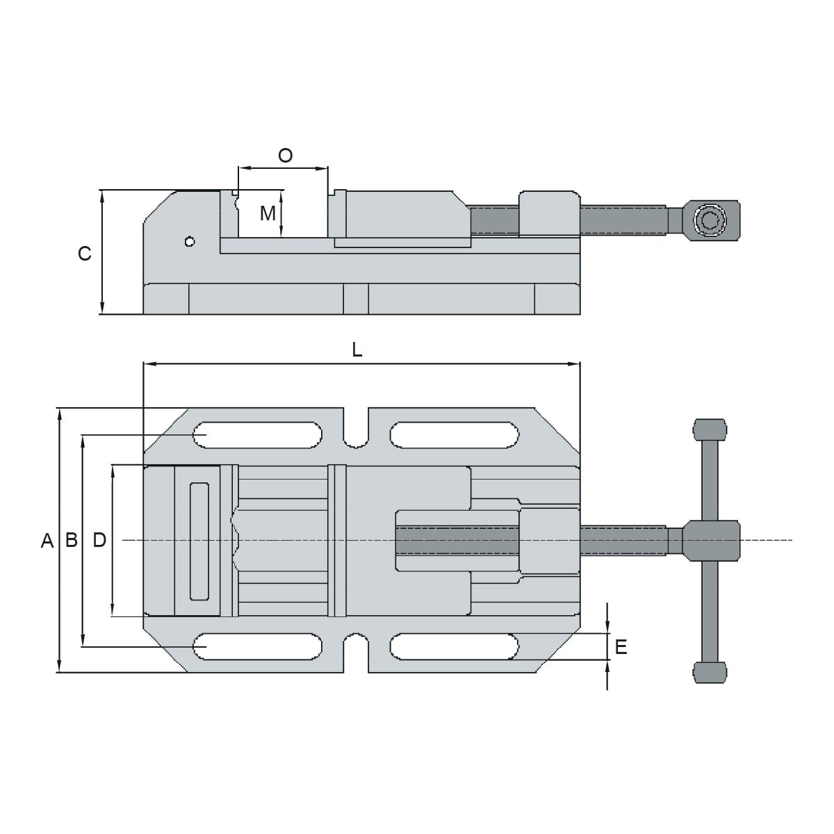 Technische Zeichnung Bohrmaschinen Schraubstöcke MWM-150 von Kemmler